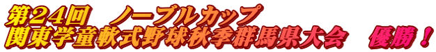 第24回　ノーブルカップ 関東学童軟式野球秋季群馬県大会　優勝！